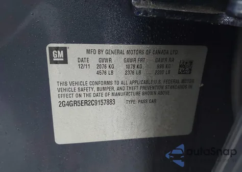 2012 Buick Regal from USA, damaged, VIN 2G4GR5ER2C9157883